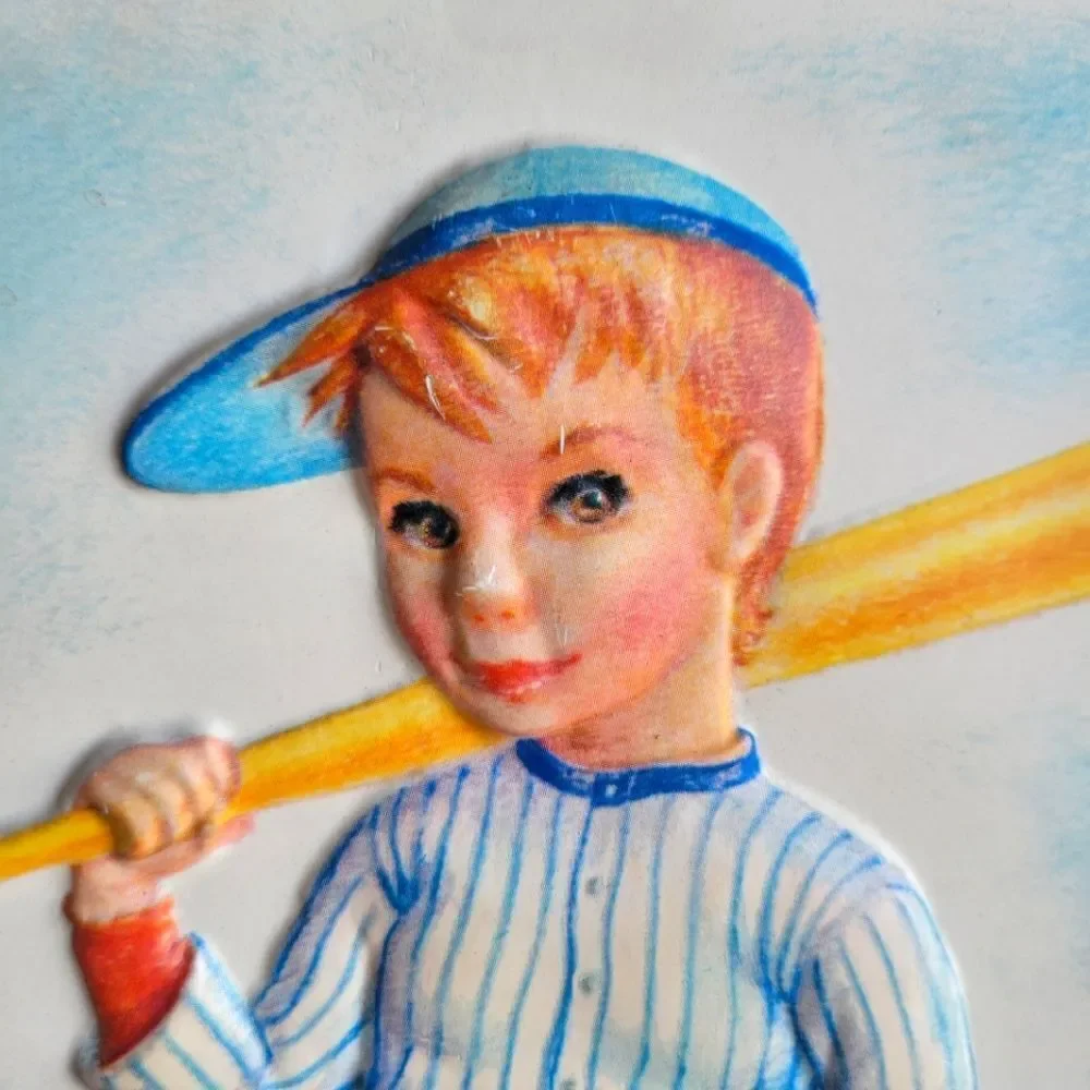 Pair of 1950's Metalcraft Framed 3D Baseball & Football Prints ⚾ 🏈 - Picture 5 of 14